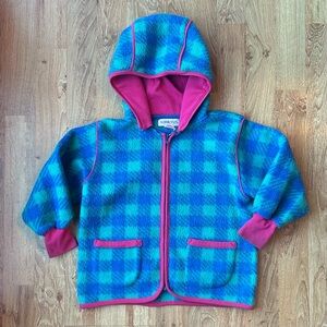 Vintage Gymboree Fleece Jacket Medium Plaid Check Print